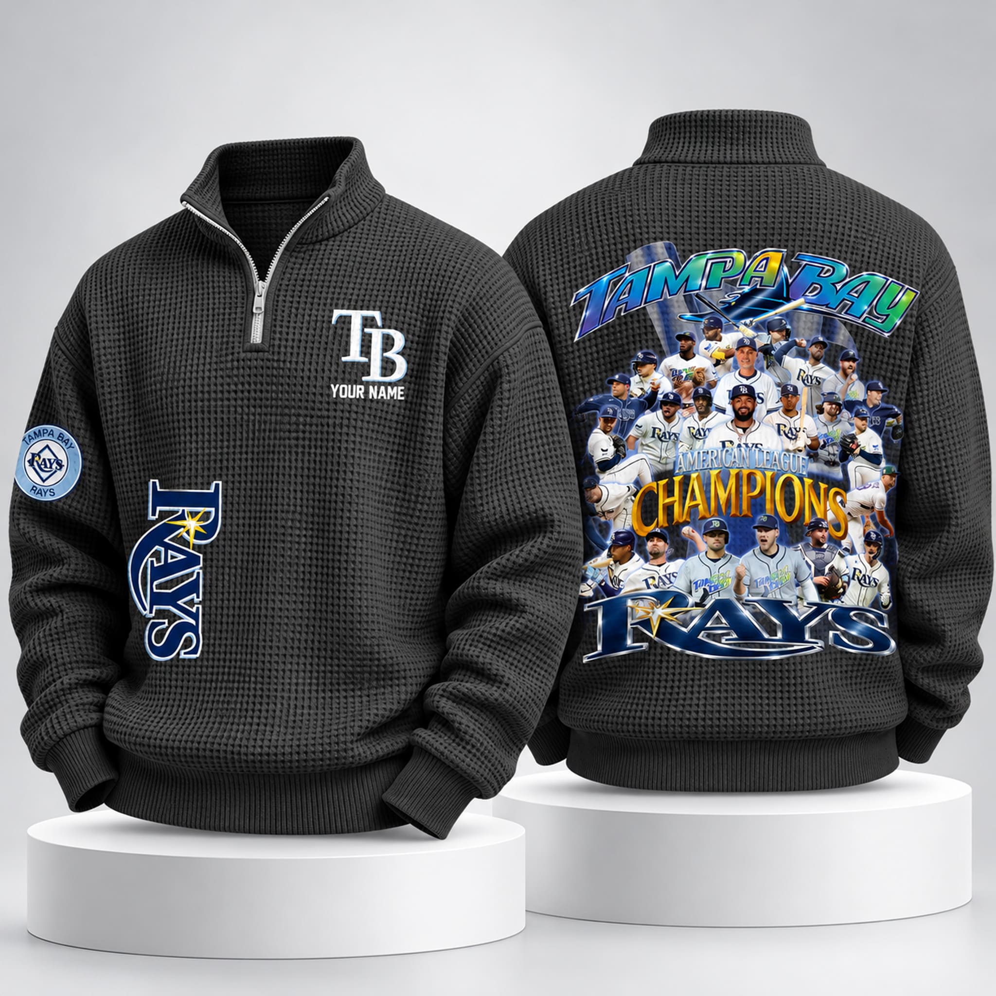 2026 TB Rays ALCS Champions Waffle Quarter Zip Sweater 4 2026 TB Rays ALCS Champions Waffle Quarter Zip Sweater 4