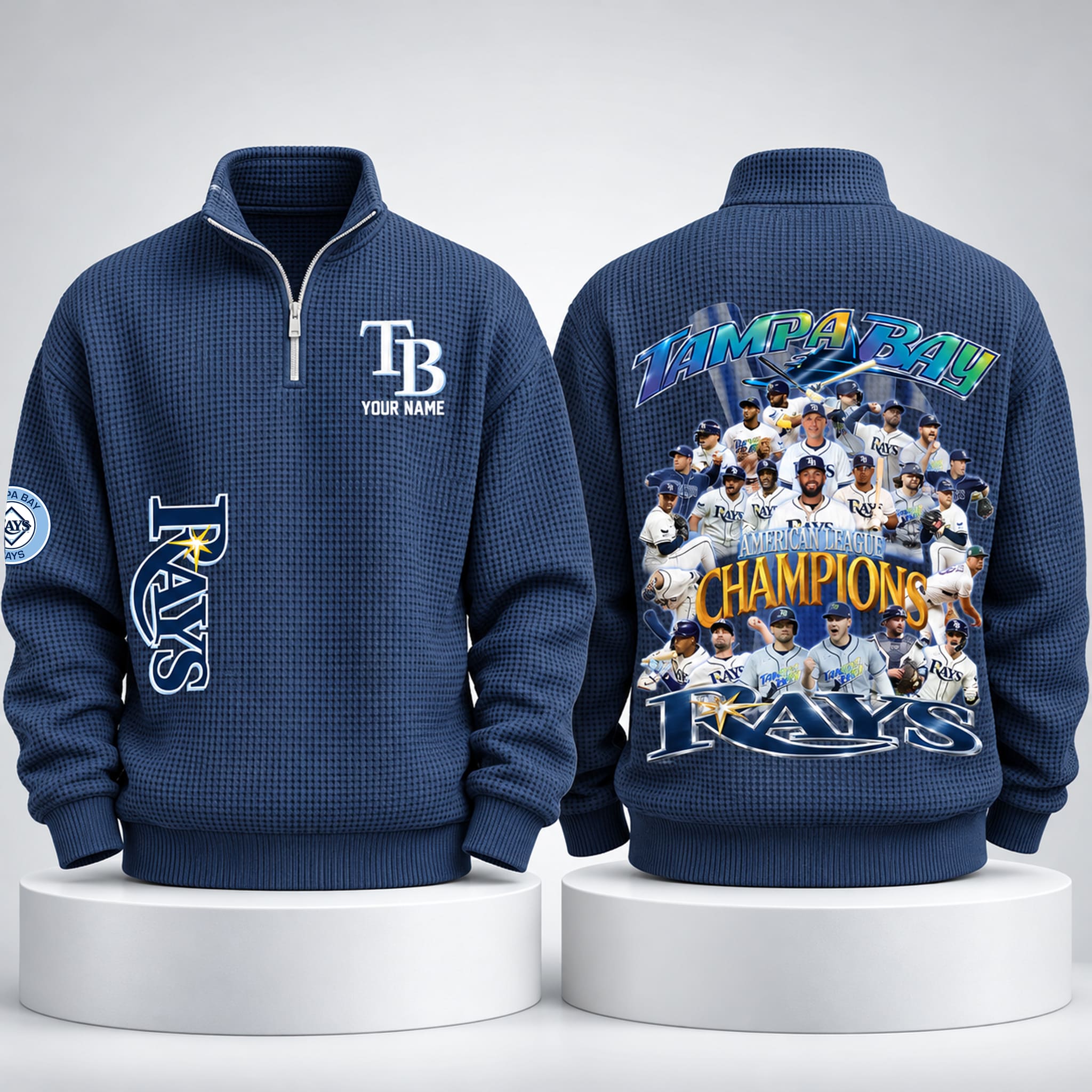2026 TB Rays ALCS Champions Waffle Quarter Zip Sweater 5 2026 TB Rays ALCS Champions Waffle Quarter Zip Sweater 5