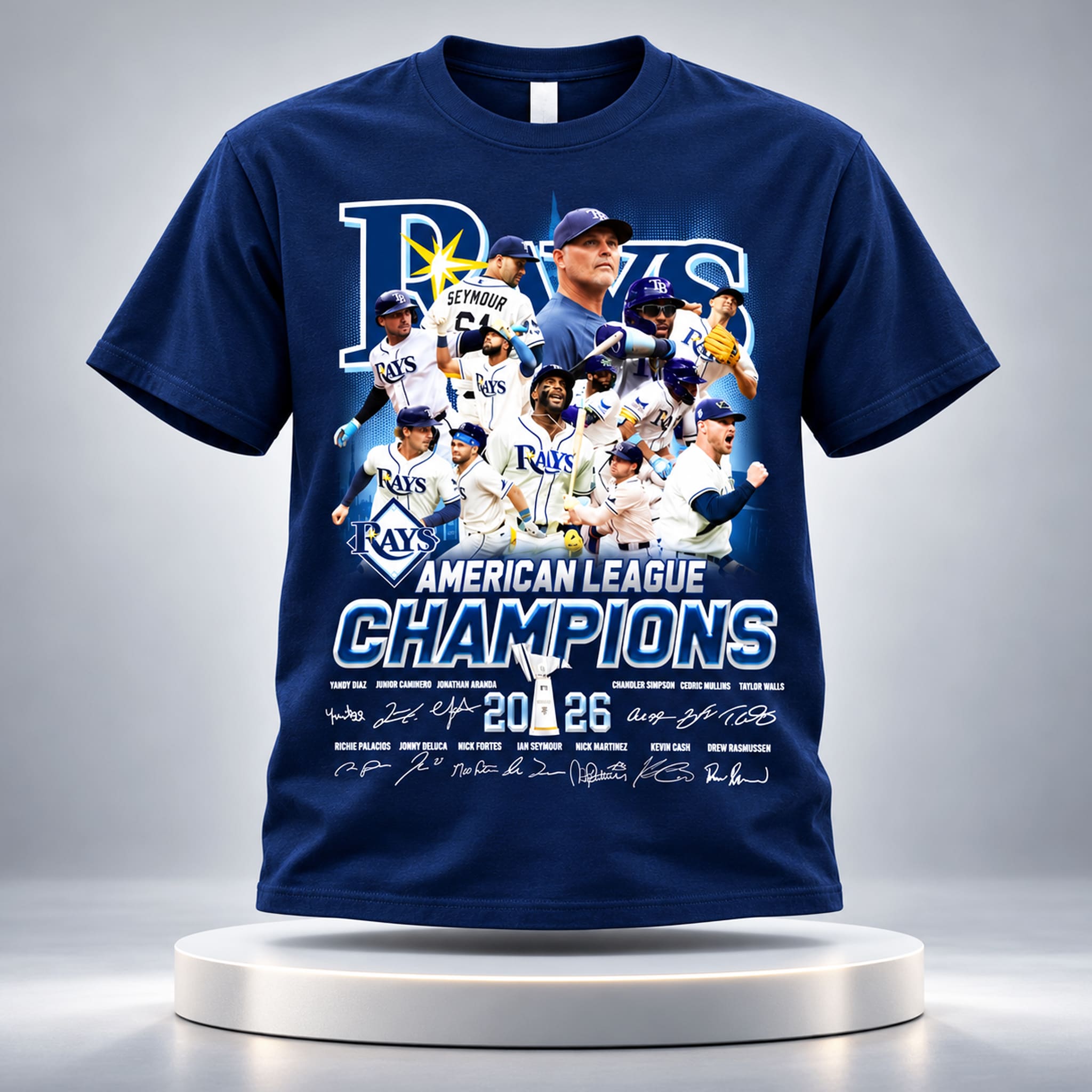 2026 TB Rays American League Champs Signature All Team Shirt 1 2026 TB Rays American League Champs Signature All Team Shirt 1