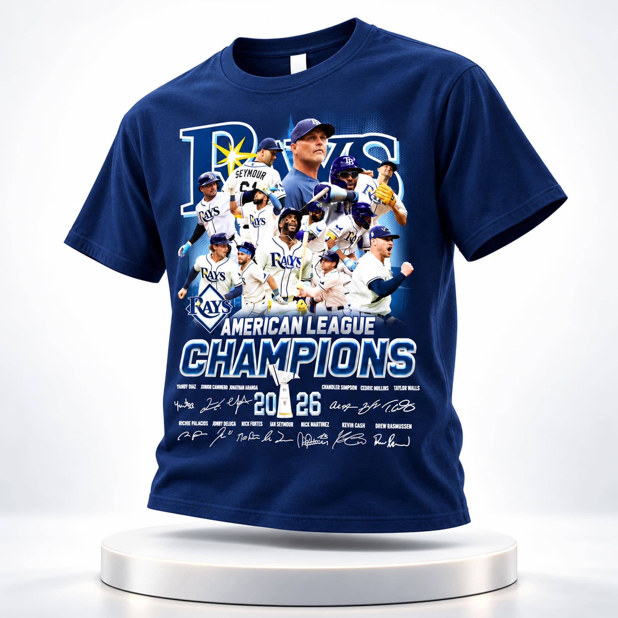 2026 TB Rays American League Champs Signature All Team Shirt 3 2026 TB Rays American League Champs Signature All Team Shirt 3