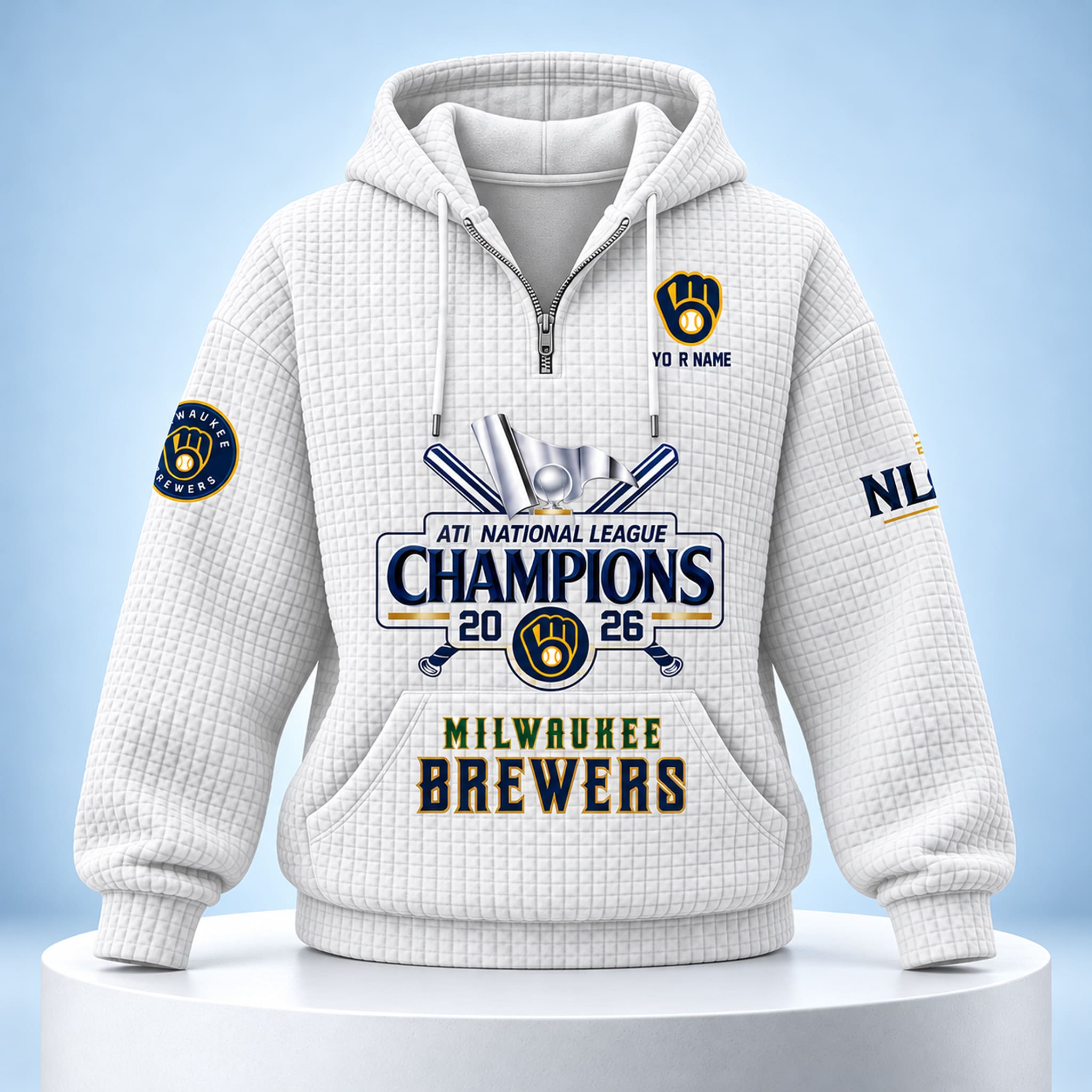 Brewers 2026 NLCS Champs Waffle Quarter Zip Hoodie 1 Brewers 2026 NLCS Champs Waffle Quarter Zip Hoodie 1