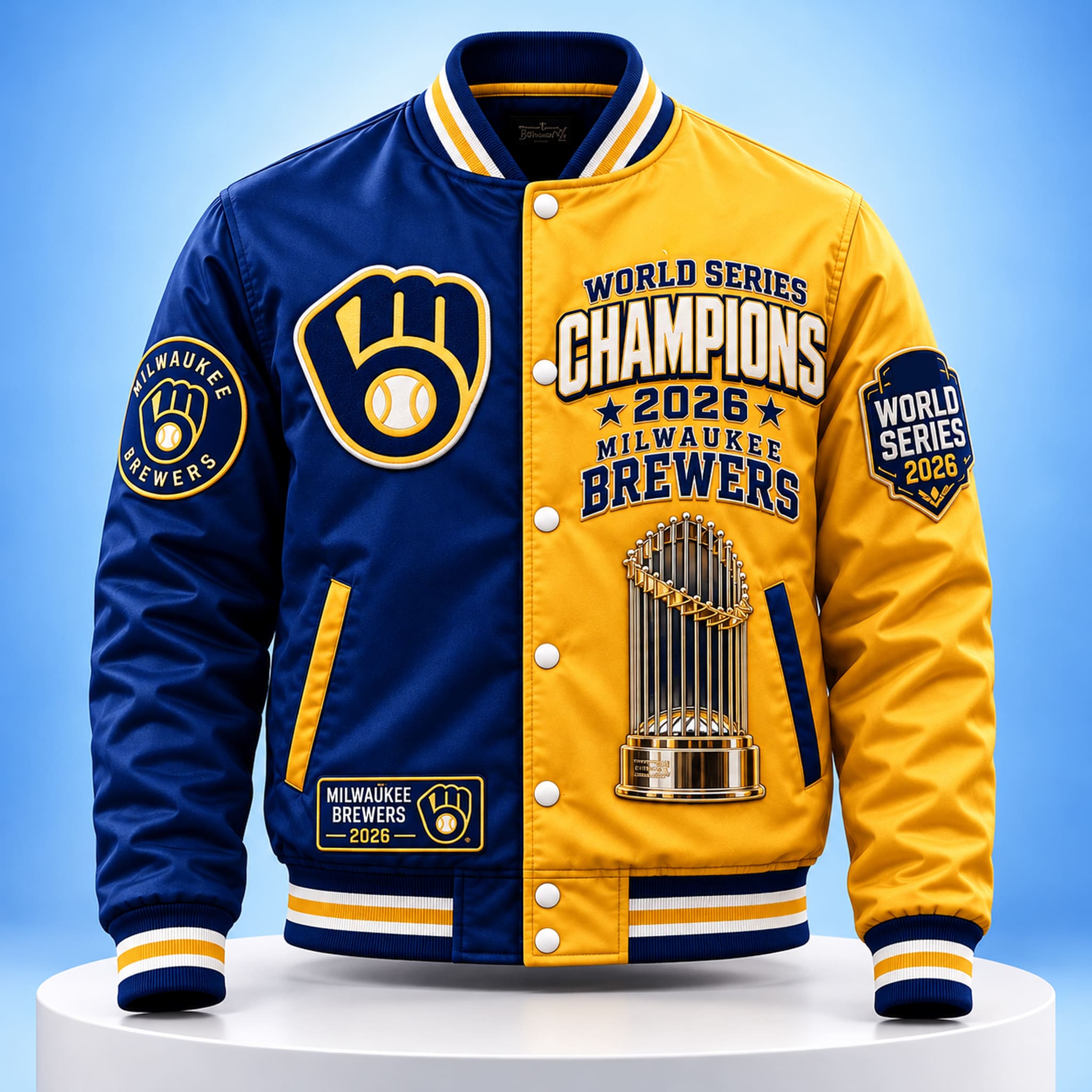 Brewers 2026 World Series Champions Blue Gold Jacket 1 Brewers 2026 World Series Champions Blue Gold Jacket 1