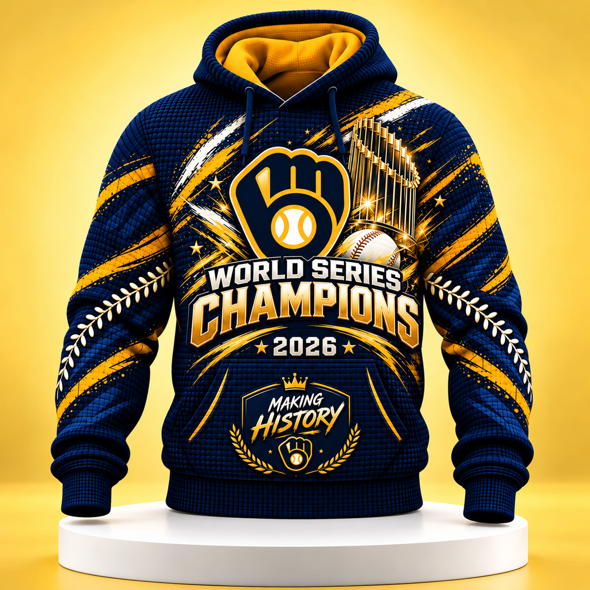Brewers 2026 World Series Champs Making History Waffle Hoodie 1 Brewers 2026 World Series Champs Making History Waffle Hoodie 1