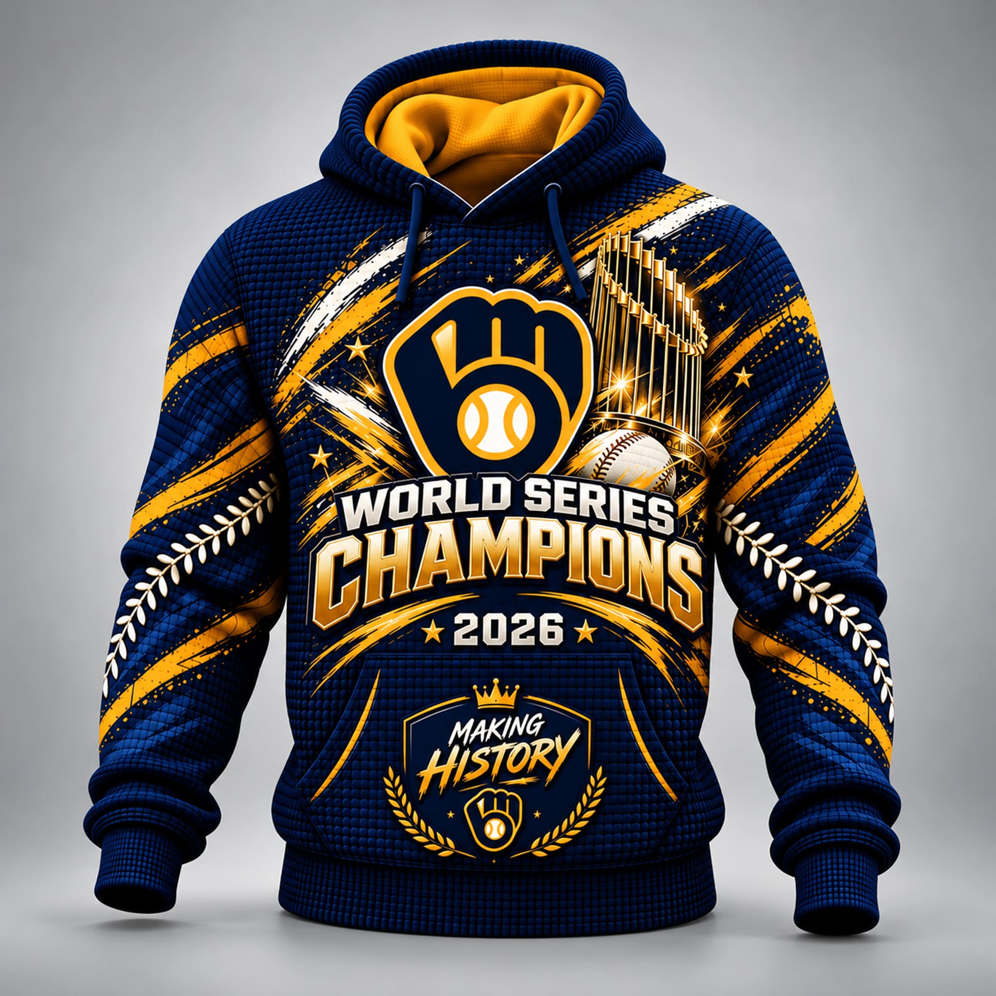 Brewers 2026 World Series Champs Making History Waffle Hoodie 3 Brewers 2026 World Series Champs Making History Waffle Hoodie 3