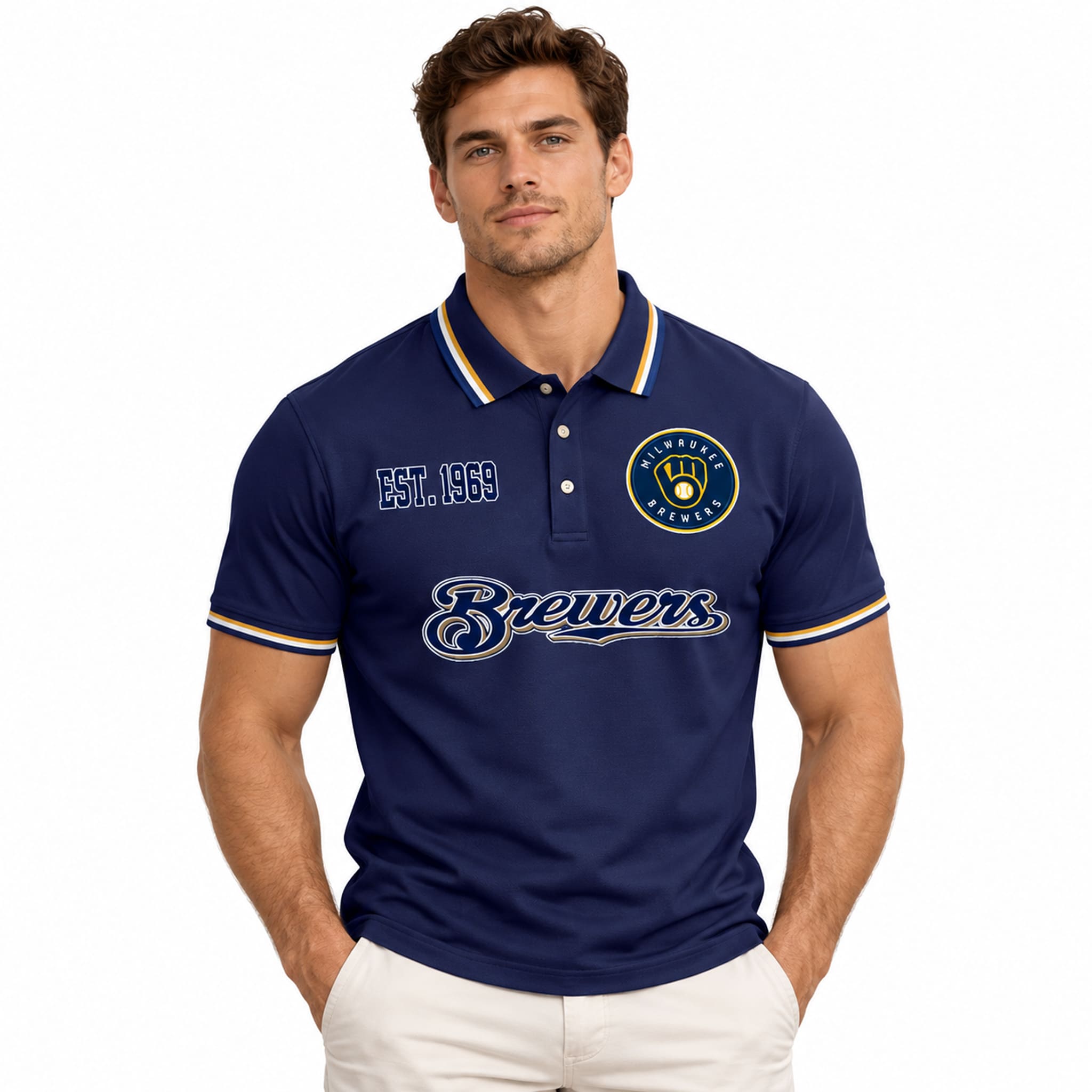 Brewers EST 1969 Legacy Polo Shirt 2 Brewers EST 1969 Legacy Polo Shirt 2