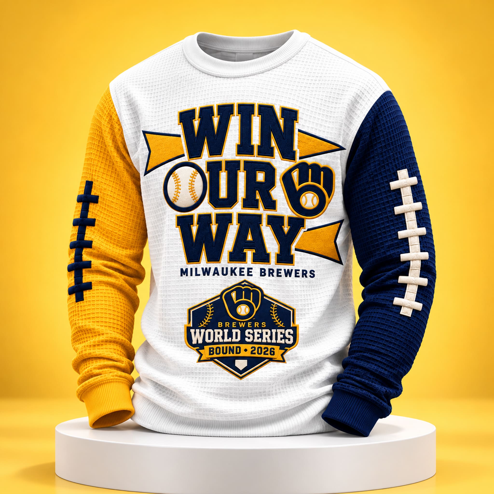 Brewers Win Our Way World Series 2026 Waffle Sweater 2 Brewers Win Our Way World Series 2026 Waffle Sweater 2