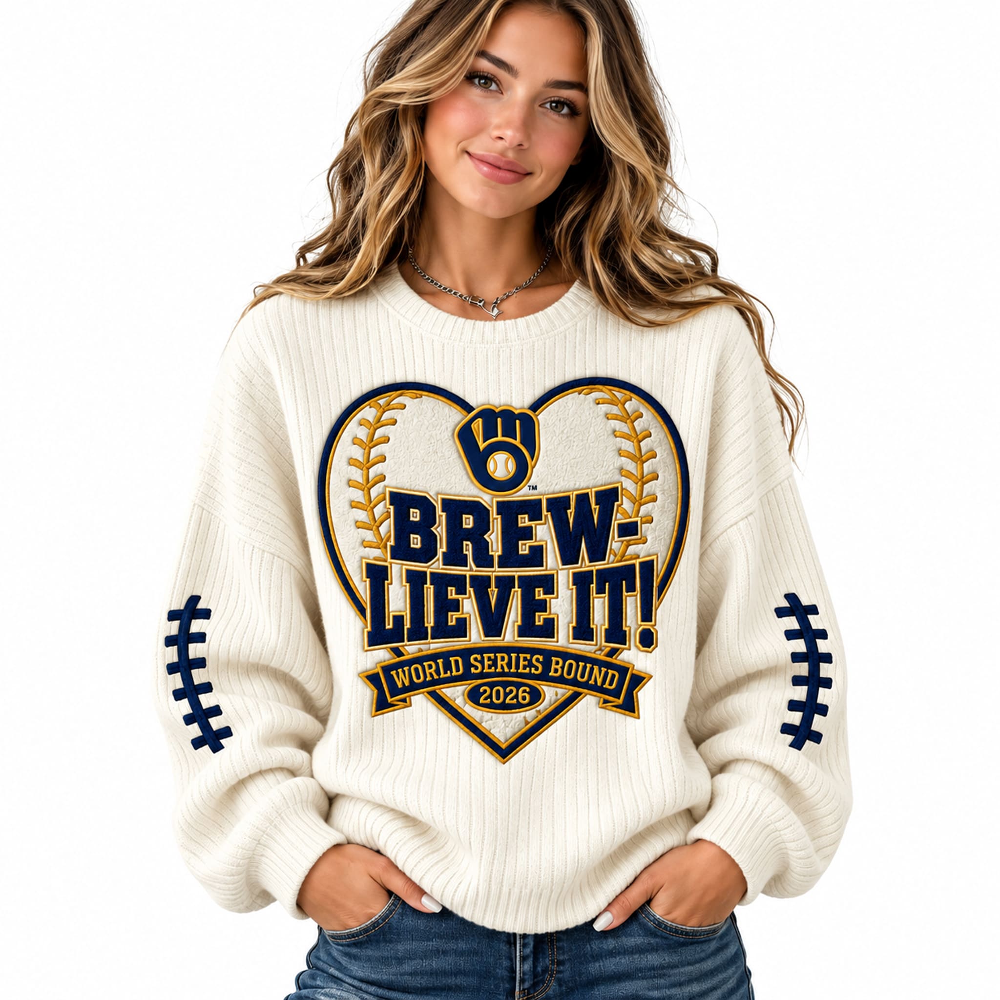Brewers World Series 2026 Brew-lieve It Waffle Sweater 2 Brewers World Series 2026 Brew lieve It Waffle Sweater 2