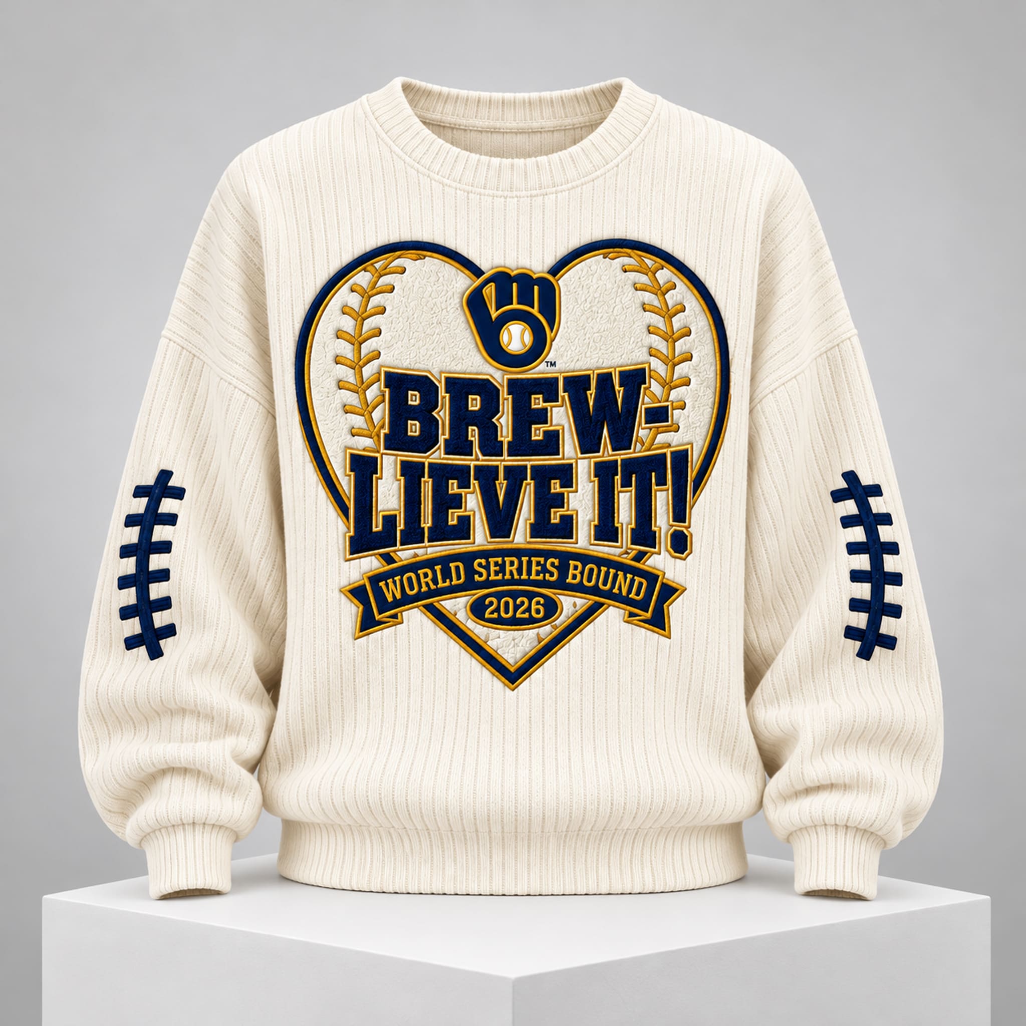 Brewers World Series 2026 Brew-lieve It Waffle Sweater 3 Brewers World Series 2026 Brew lieve It Waffle Sweater 3