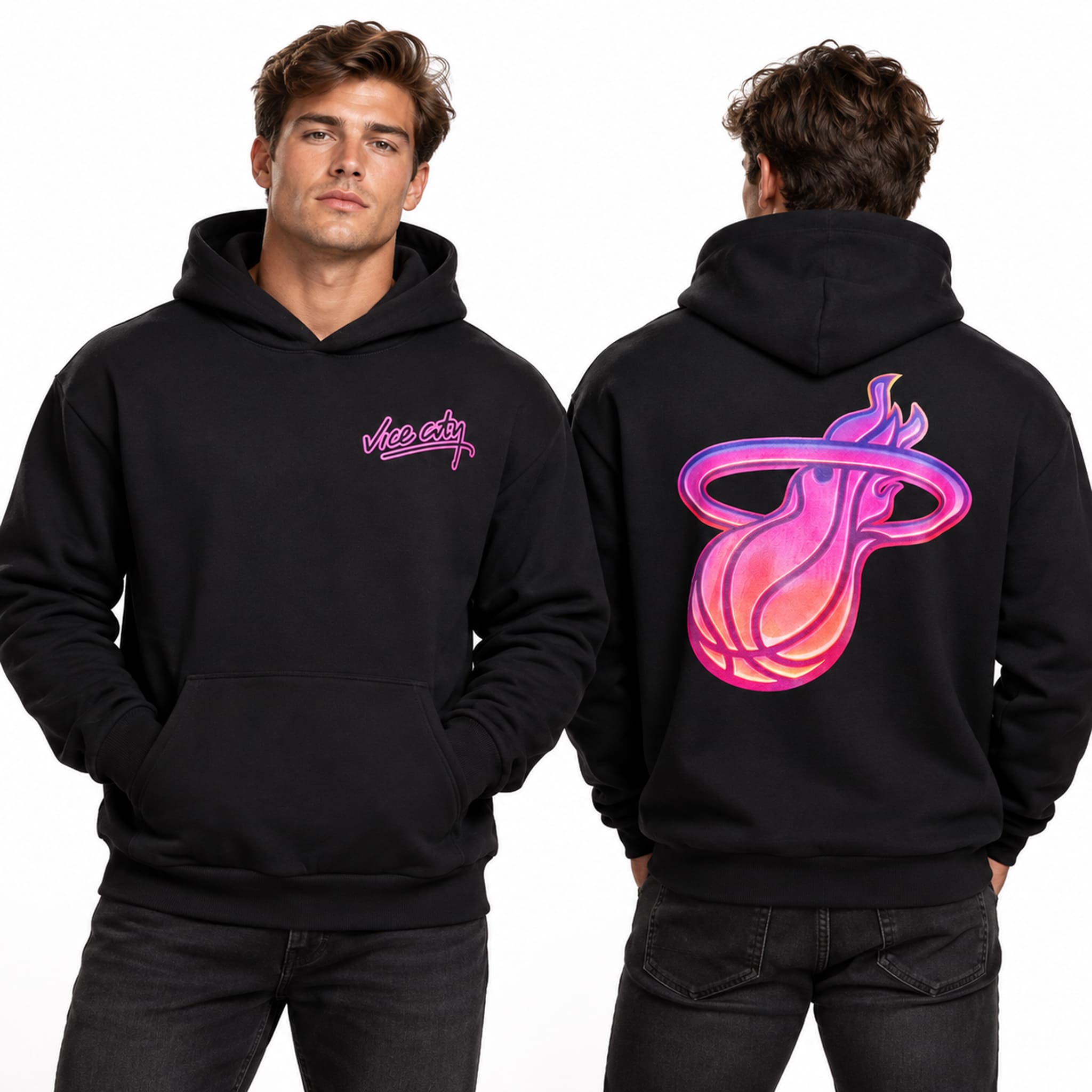 Miami Heat x Vice City Black Hoodie 3 Miami Heat x Vice City Black Hoodie 3