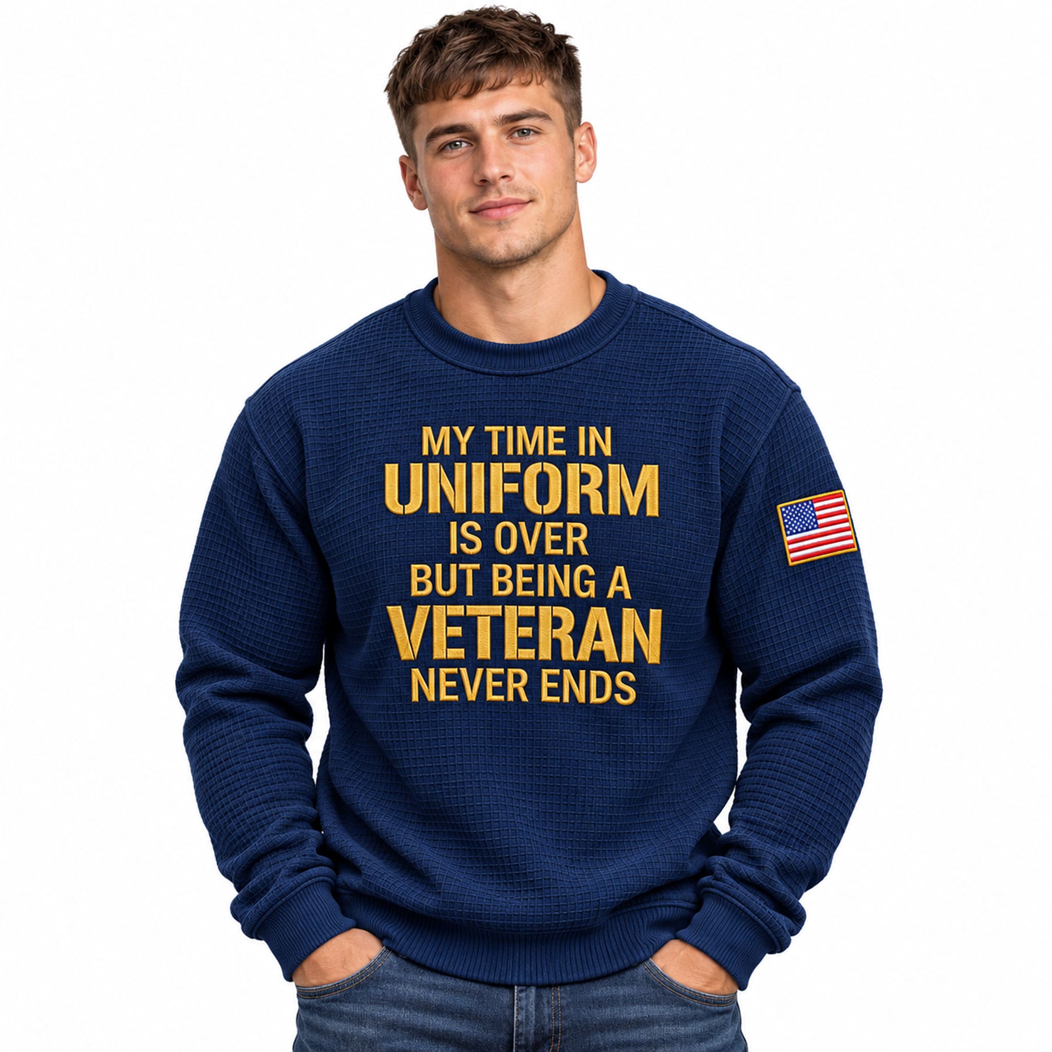 My Time In Uniform Is Over Veteran Waffle Sweater 2 My Time In Uniform Is Over Veteran Waffle Sweater 2