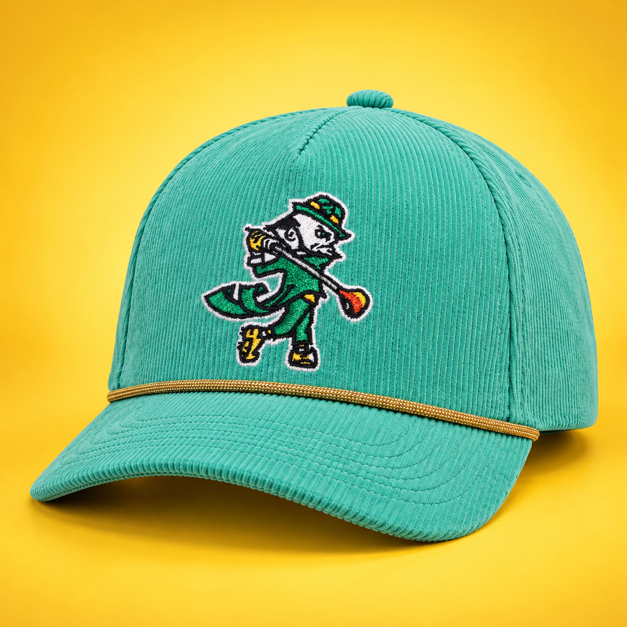 Notre Dame Leprechaun Swing Golf Corduroy Hat 1 Notre Dame Leprechaun Swing Golf Corduroy Hat 1