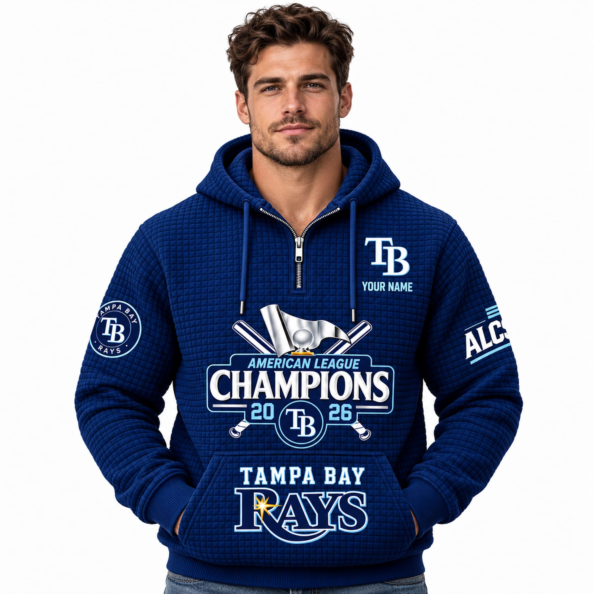 Rays 2026 American League Champions Waffle Quarter Zip Hoodie 2 Rays 2026 American League Champions Waffle Quarter Zip Hoodie 2