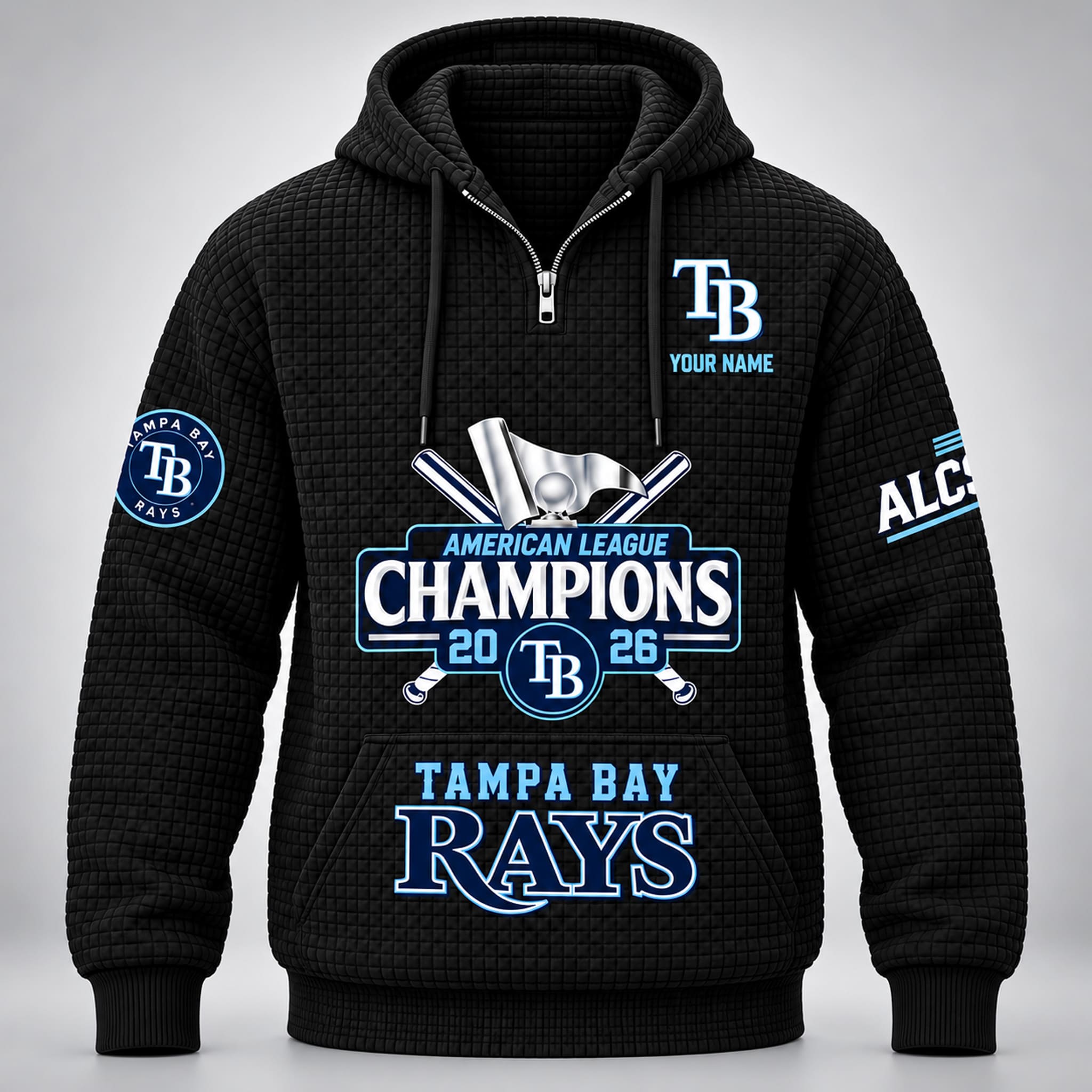 Rays 2026 American League Champions Waffle Quarter Zip Hoodie 3 Rays 2026 American League Champions Waffle Quarter Zip Hoodie 3