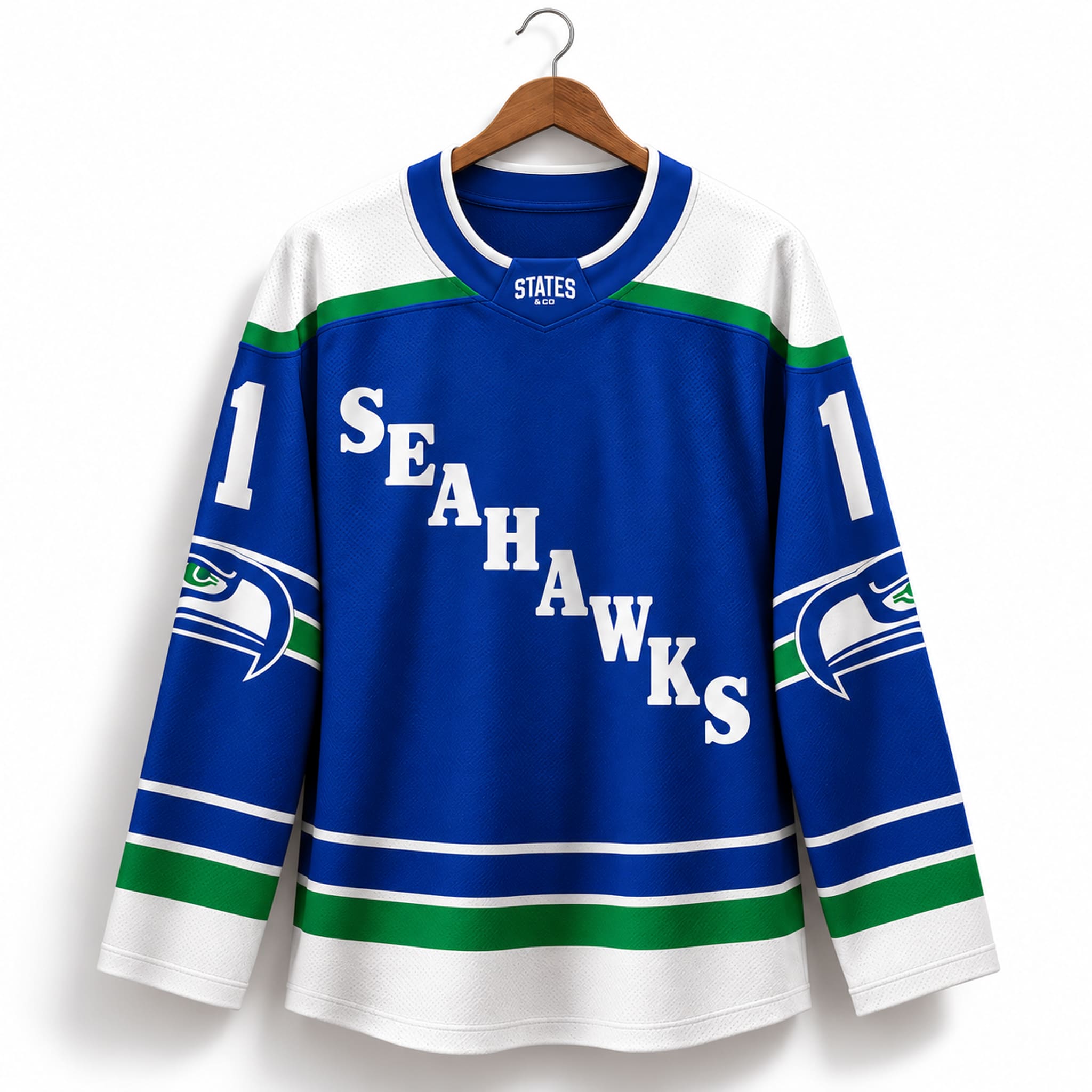 Seahawks Crossover Throwback Hockey Jersey 2 Seahawks Crossover Throwback Hockey Jersey 2