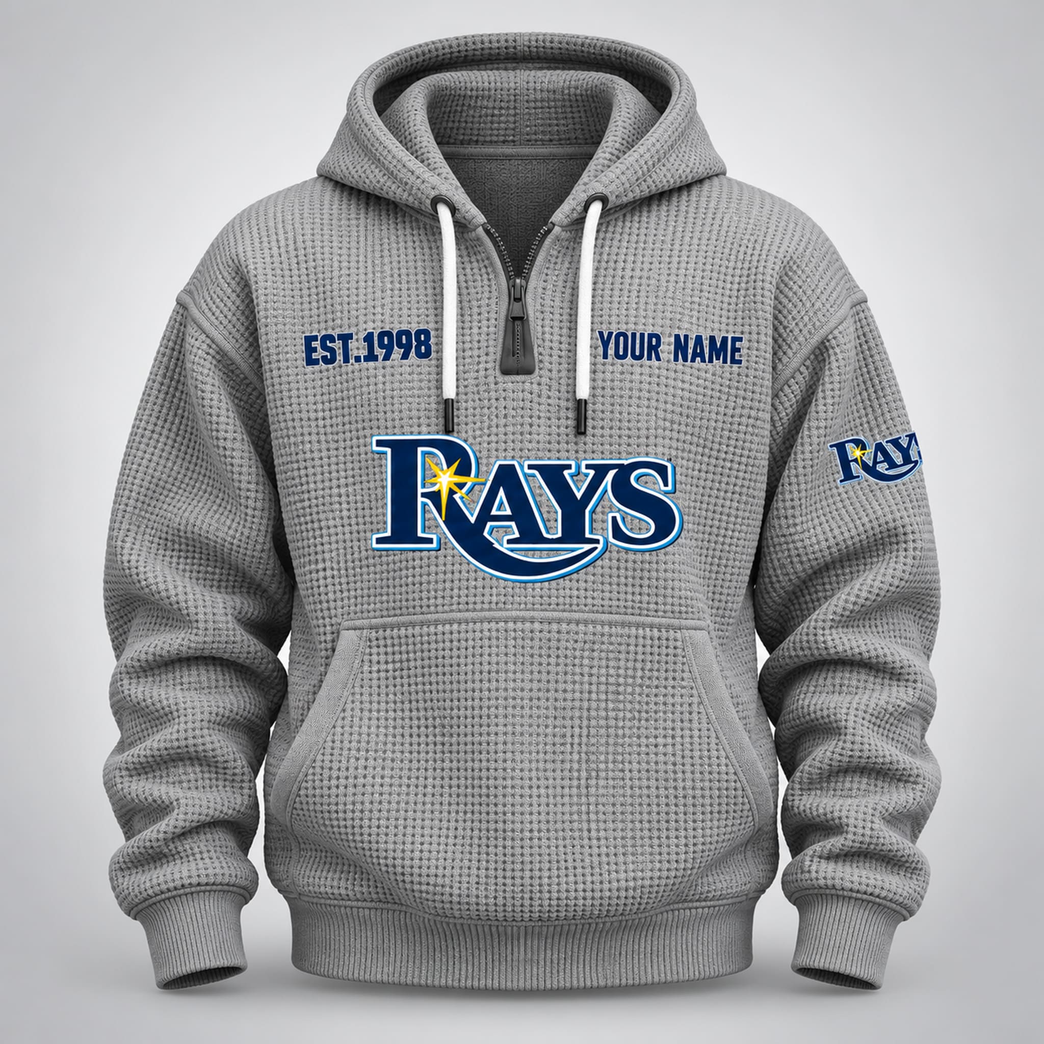 TB Rays EST 1998 Legacy Waffle Quarter Zip Hoodie 1 TB Rays EST 1998 Legacy Waffle Quarter Zip Hoodie 1
