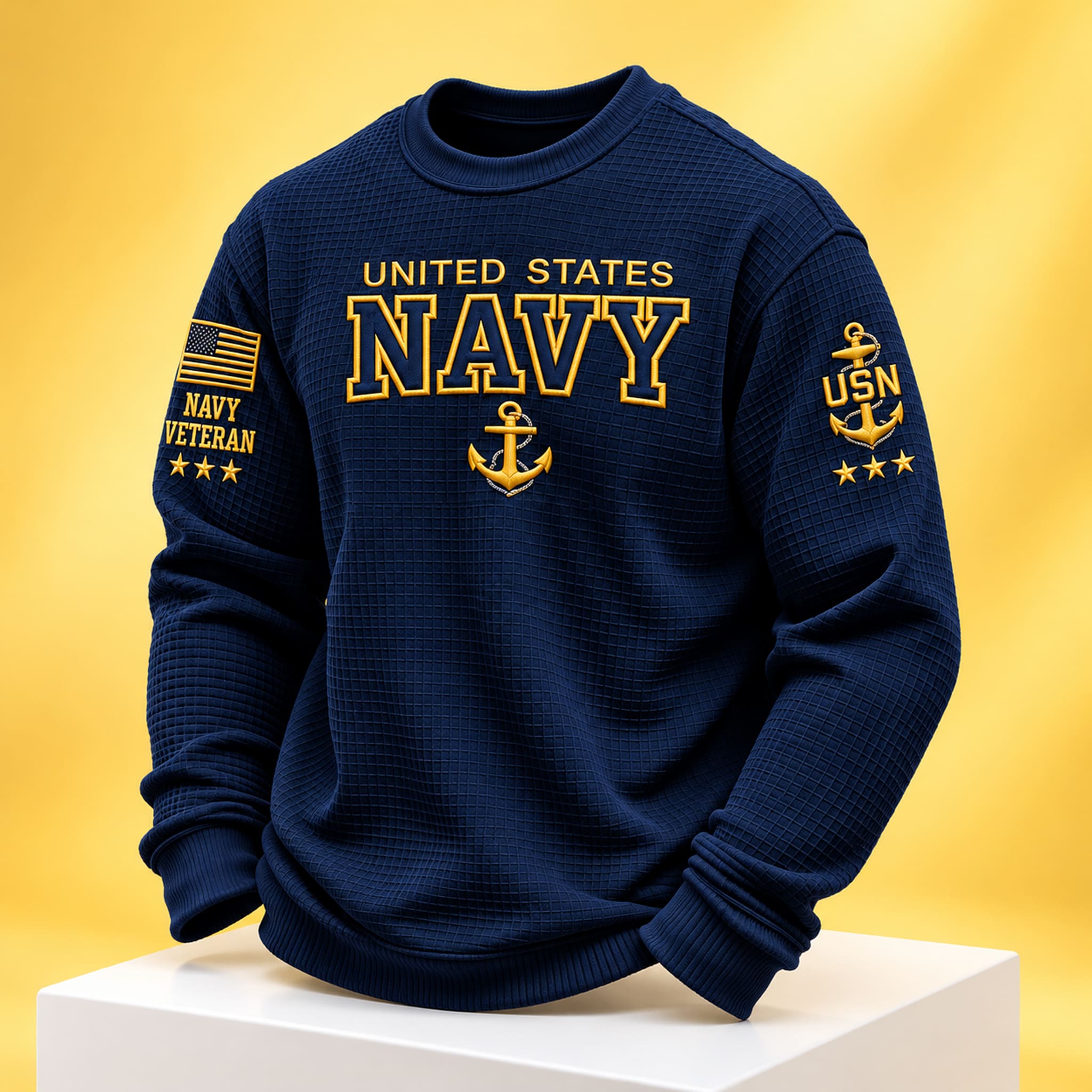 US Navy Veteran USN Waffle Sweater 1 US Navy Veteran USN Waffle Sweater 1