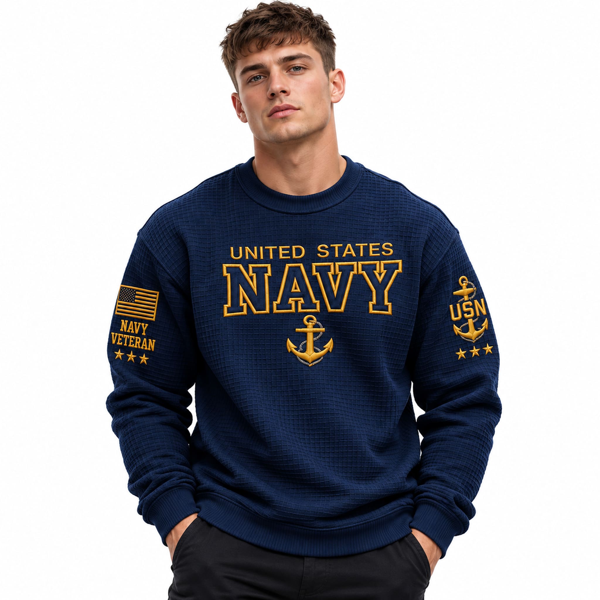 US Navy Veteran USN Waffle Sweater 2 US Navy Veteran USN Waffle Sweater 2