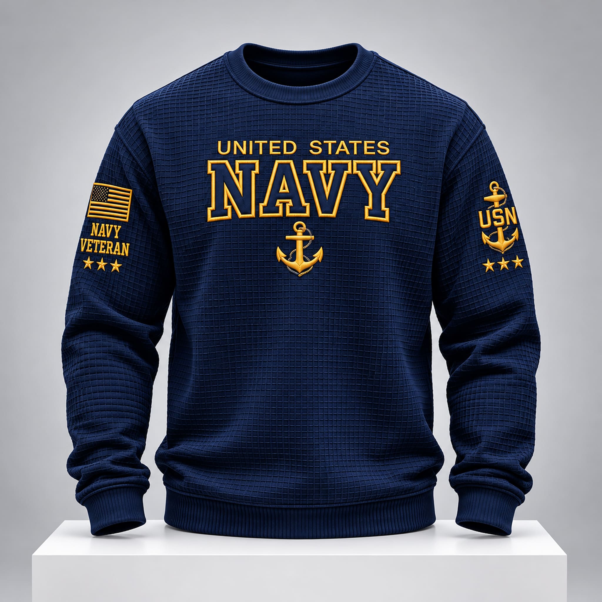 US Navy Veteran USN Waffle Sweater 3 US Navy Veteran USN Waffle Sweater 3