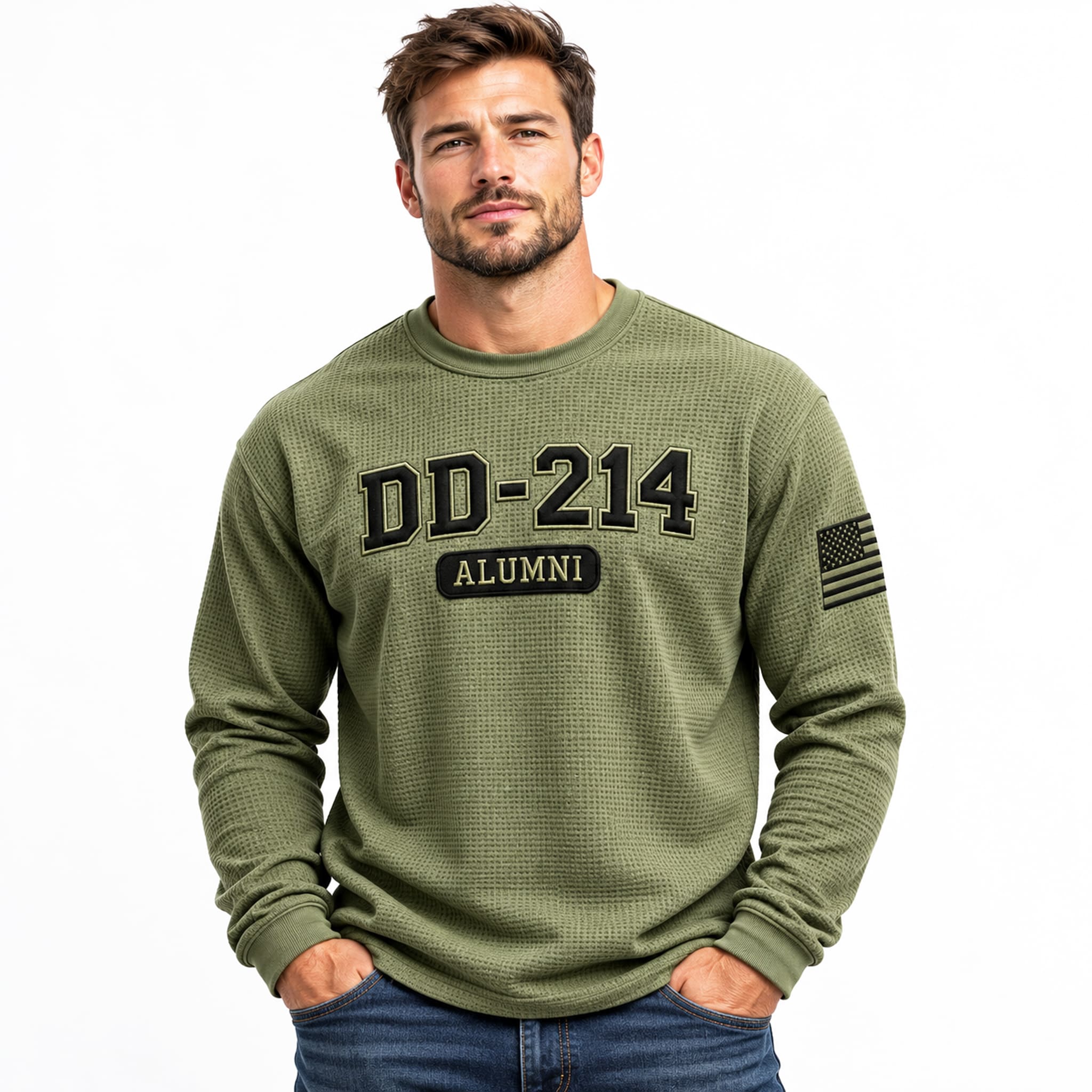 Veteran DD 214 Alumni Waffle Sweater 2 Veteran DD 214 Alumni Waffle Sweater 2